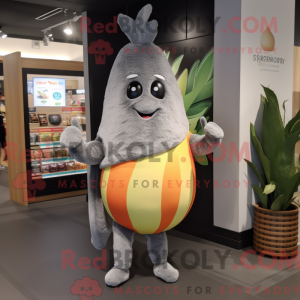 Grå Mango-maskotdraktfigur...