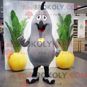 Grå Mango-maskotdraktfigur...