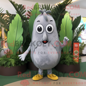 Grå Mango-maskotdraktfigur...
