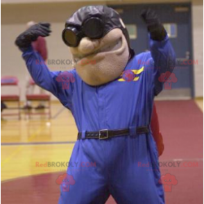 Mascotte d'aviateur avec un blouson marron et des lunettes -