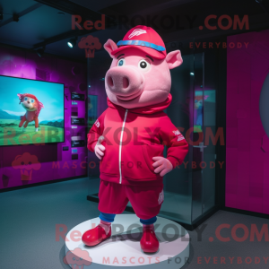 Magenta gris maskot kostyme...