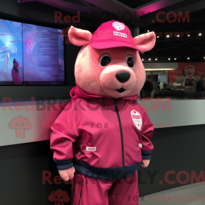 Magenta Pig Maskottchen...