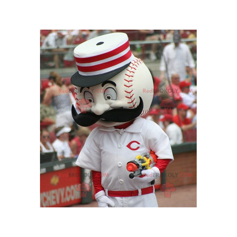 Mascote de beisebol branco e vermelho - Redbrokoly.com