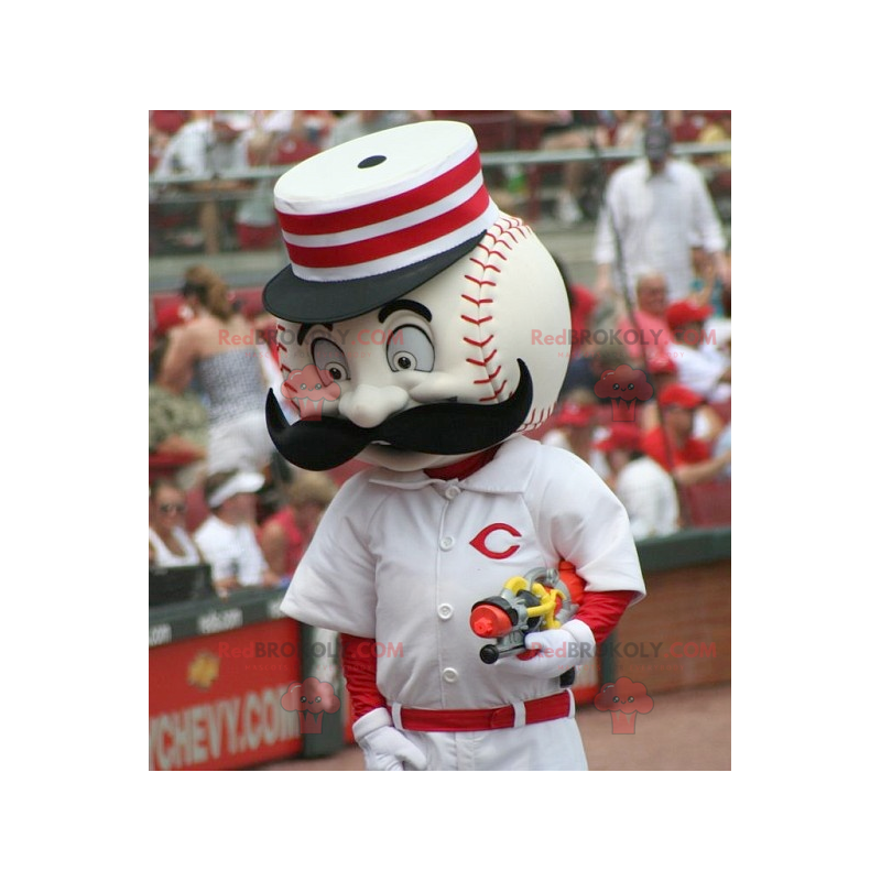 White and red baseball mascot - Redbrokoly.com