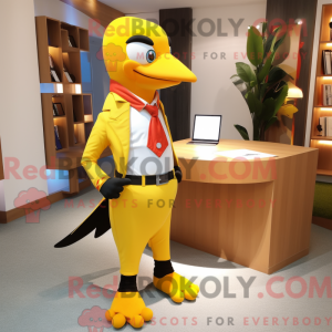 Gul spætte maskot kostume...