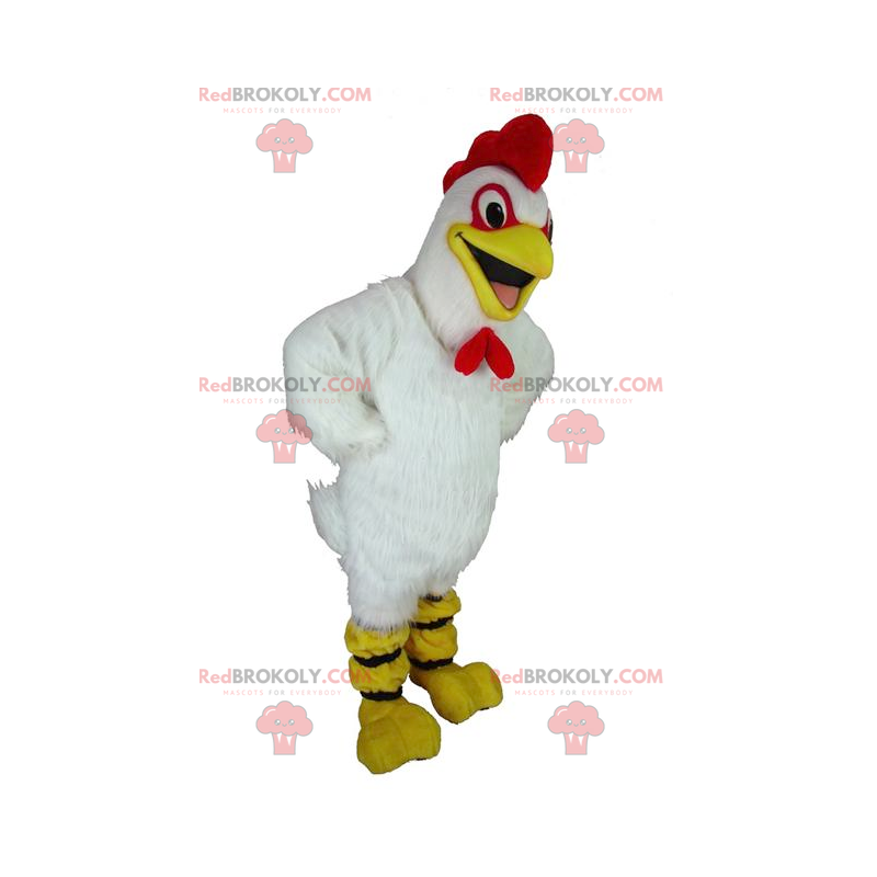 Giant hen white rooster mascot - Redbrokoly.com