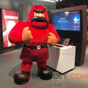 Red Strongman maskot...