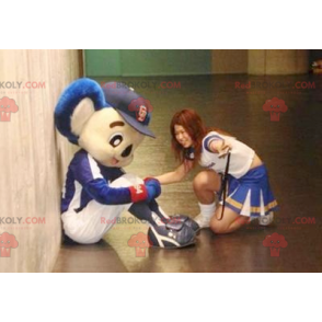Witte en blauwe koala-mascotte in sportkleding - Redbrokoly.com