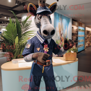 Navy Okapi-maskotdraktfigur...