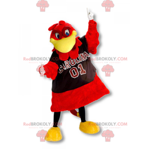 Mascote pássaro gigante vermelho e amarelo - Redbrokoly.com