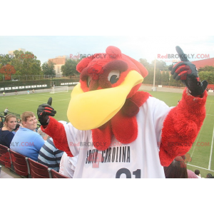 Mascotte d'oiseau rouge et jaune géant - Redbrokoly.com