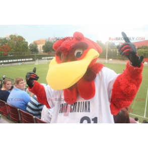 Mascotte d'oiseau rouge et jaune géant - Redbrokoly.com