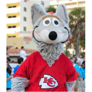 Rato mascote rato cinza com roupa vermelha - Redbrokoly.com
