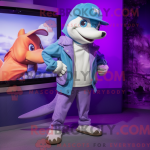 Lila Delfin Maskottchen...