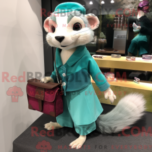 Teal Ferret mascot costume...