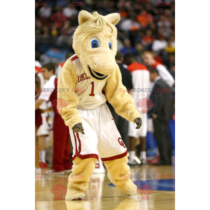 Beige horse mascot in sportswear - Redbrokoly.com