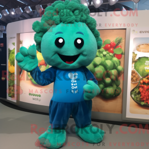 Fantasia de mascote de brócolis turquesa com macacão e luvas - Mascotes brócolis - REBROKO_279537 - RedBrokoly.com