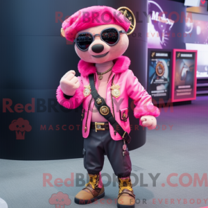 Rosa piratamaskotdraktfigur...