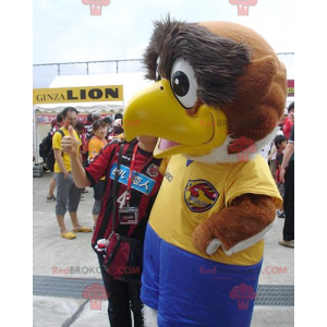 Brauner und weißer Sportadler des großen Vogelmaskottchens -