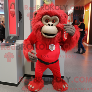 Red Baboon mascot costume...