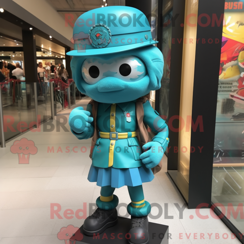 Fantasia de mascote de Commando turquesa com saia lápis e pulseiras - Mascotes de comando - REBROKO_279661 - RedBrokoly.com