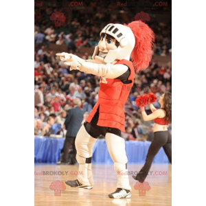 Knight mascot wearing red and gray armor - Redbrokoly.com