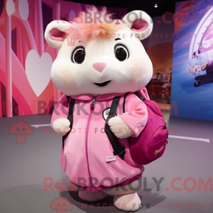 Pink hamster maskot kostume...