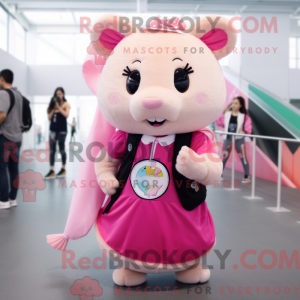 Pink hamster maskot kostume...