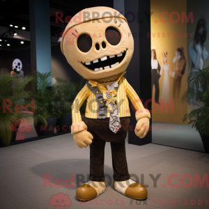 Gold Skull maskot kostume...