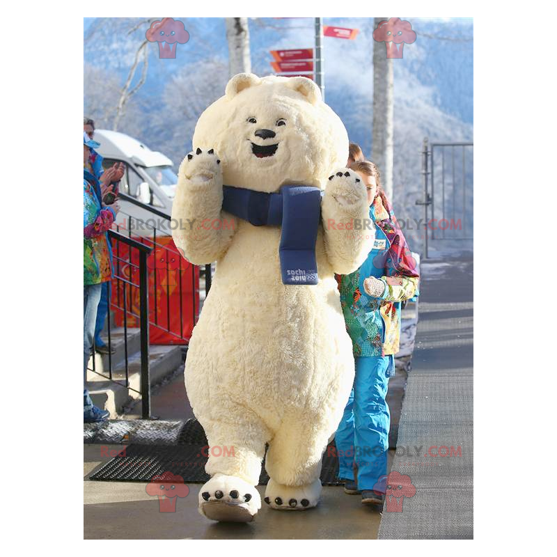 Grande urso polar mascote urso de pelúcia branco -