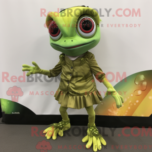 Olive Geckos maskot kostume...