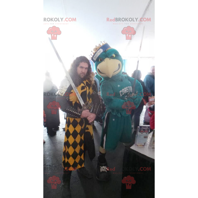 Mascotte d'aigle vert et jaune géant - Redbrokoly.com