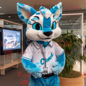 Cyan Bobcat Maskottchen...