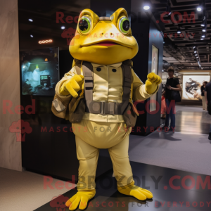 Gold Frog maskot draktfigur...