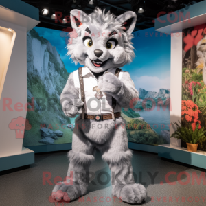 Grå Lynx-maskotdraktfigur...