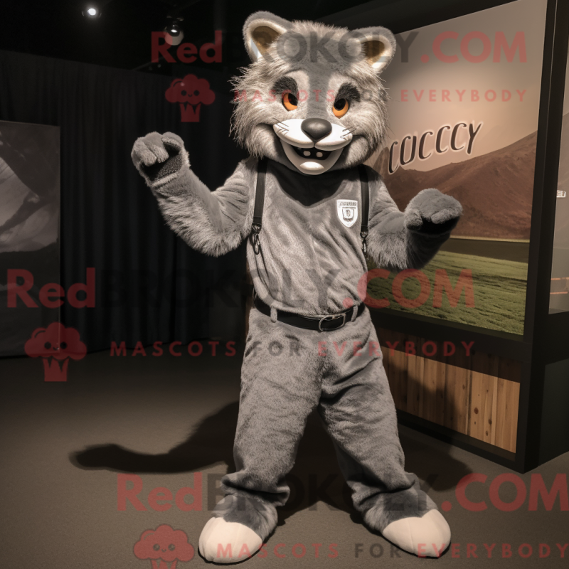 Fantasia de mascote Lince Cinza com macacão e cintos - Mascotes do lince - REBROKO_279914 - RedBrokoly.com
