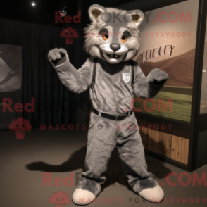 Fantasia de mascote Lince Cinza com macacão e cintos - Mascotes do lince - REBROKO_279914 - RedBrokoly.com