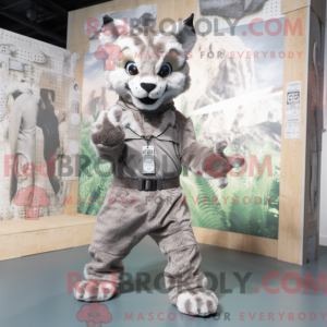 Grå Lynx maskot kostume...