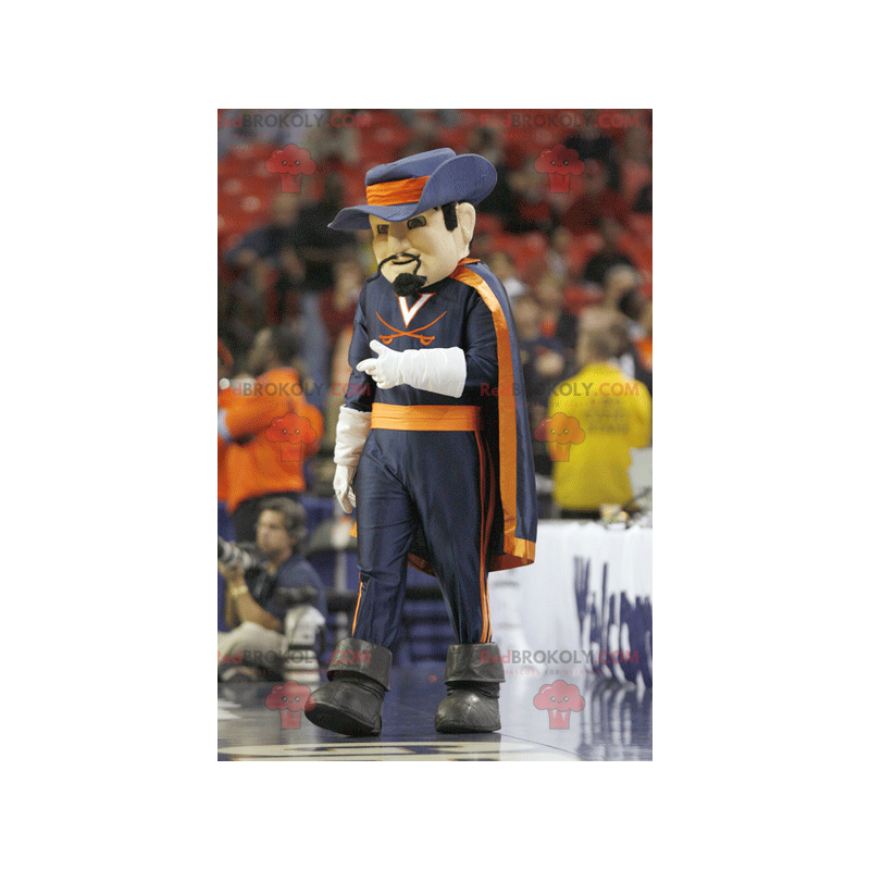 Blue and orange musketeer mascot - Redbrokoly.com