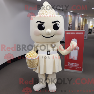 Hvid Pop Corn maskot...