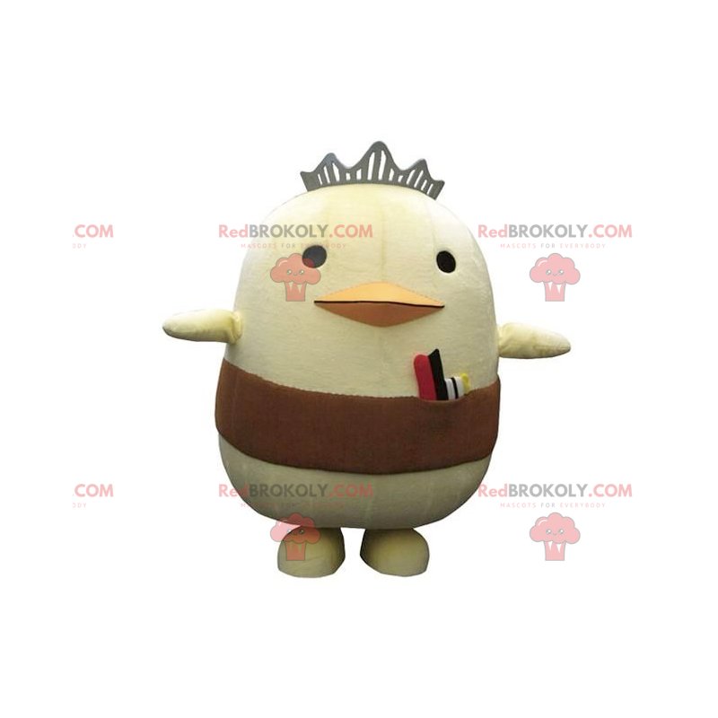 Big yellow chick mascot with a crown and a belt - Redbrokoly.com