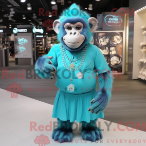 Cyan chimpanse maskot...