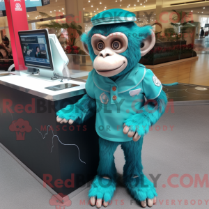 Cyan sjimpanse maskot drakt...