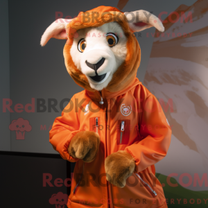 Orange Goat mascot costume...