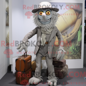 Grå fugleskræmsel maskot...