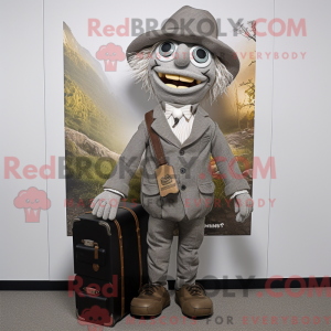 Grå fugleskræmsel maskot...
