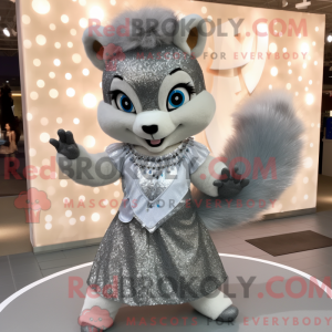 Sølv egern maskot kostume...