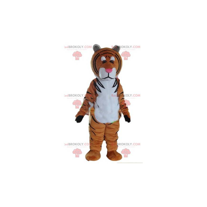 Maskot hnědý bílý a černý tygr - Redbrokoly.com