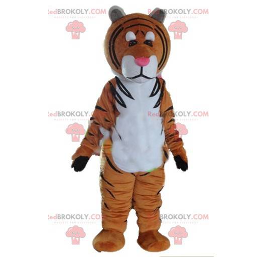 Maskottchen brauner weißer und schwarzer Tiger - Redbrokoly.com