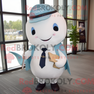 Hvid Narhval maskot kostume...